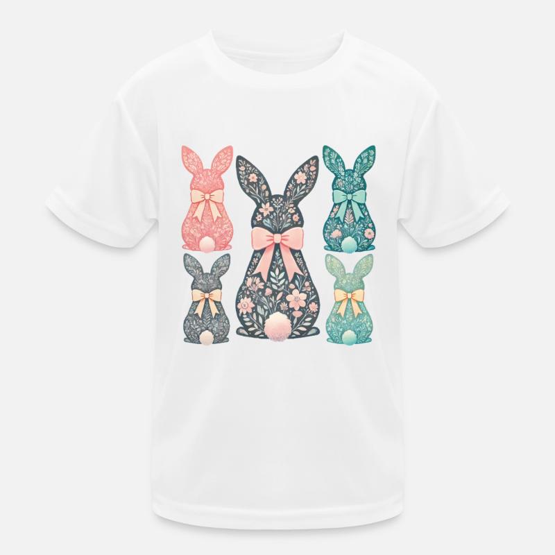 Ostern Hase Blumenmuster Retro Look Kinder Funktions-T-Shirt