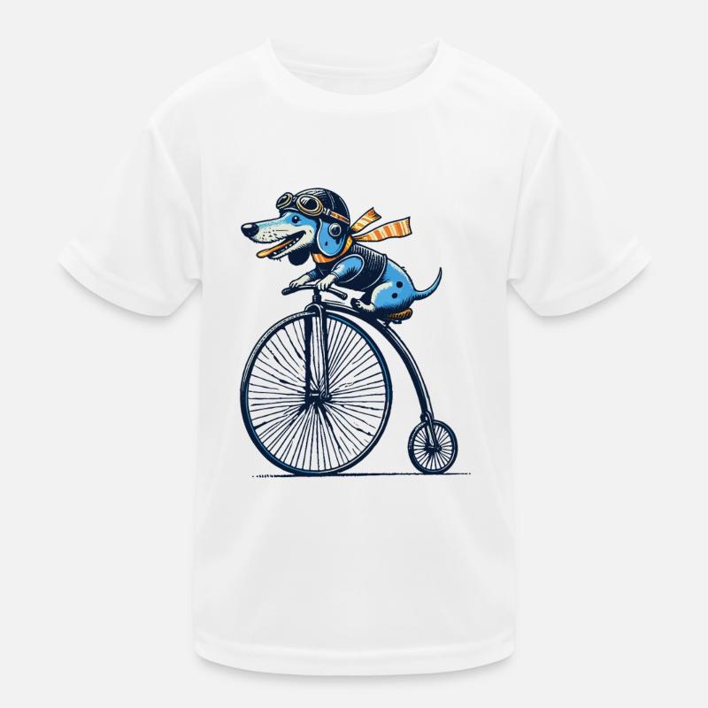 Teckel à vélo pour les amateurs de rétro avec style T-shirt sport Enfant