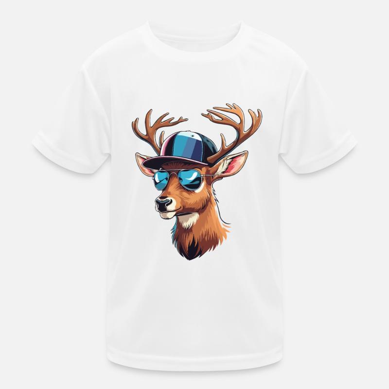 Cool Deer Deer Head Hunter Hunting Wild Forest Kids Functional T-Shirt