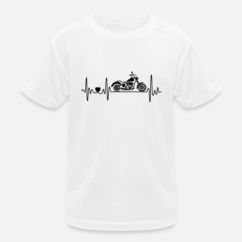 Chopper Herzschlag mit Herz - Motorradfahrer Biker Kinder Funktions-T-Shirt