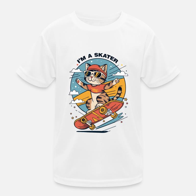 Funny Cat I'm A Skater Kids Functional T-Shirt