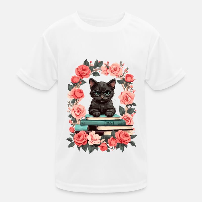 Chat noir avec lunettes de lecture T-shirt sport Enfant