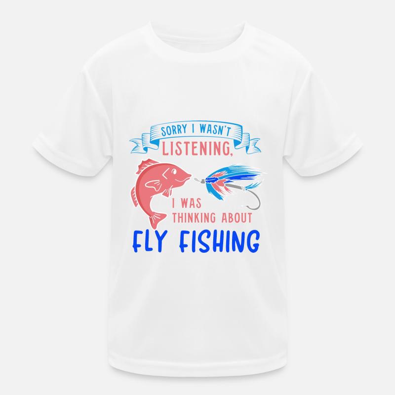Penser à la pêche à la mouche Pêcheur à la ligne T-shirt sport Enfant