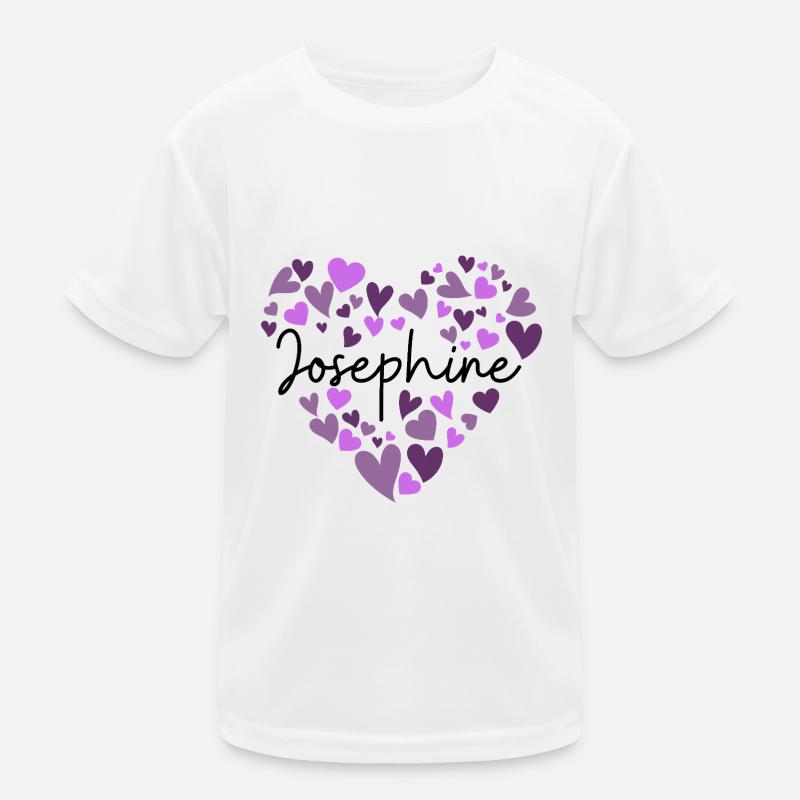 Conception du nom Joséphine avec Hea violet en forme de cœur T-shirt sport Enfant