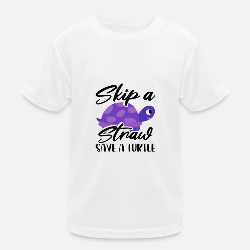 Meeresschutz Geschenk Überspringen Sie einen Strohhalm Save a Kinder Funktions-T-Shirt