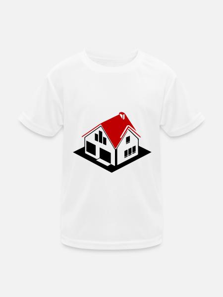 Haus Immobilie Logo - Kinder Funktions-T-Shirt - Weiß - Vorne