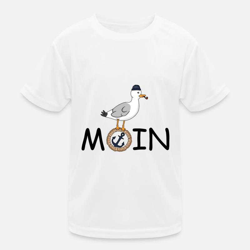 Moin Möwe Seil - Kinder Funktions-T-Shirt - Weiß