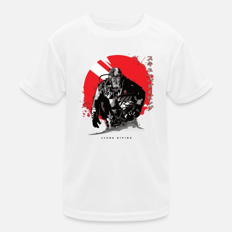 Diver in front of sun Japanese gift Kids Functional T-Shirt