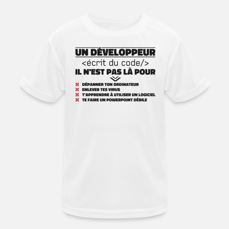 Un Développeur Écrit du Code Cadeau T-shirt sport Enfant