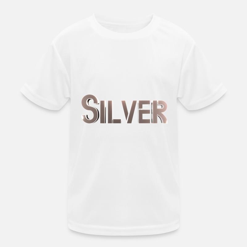 Silber stilisierter Text Kinder Funktions-T-Shirt