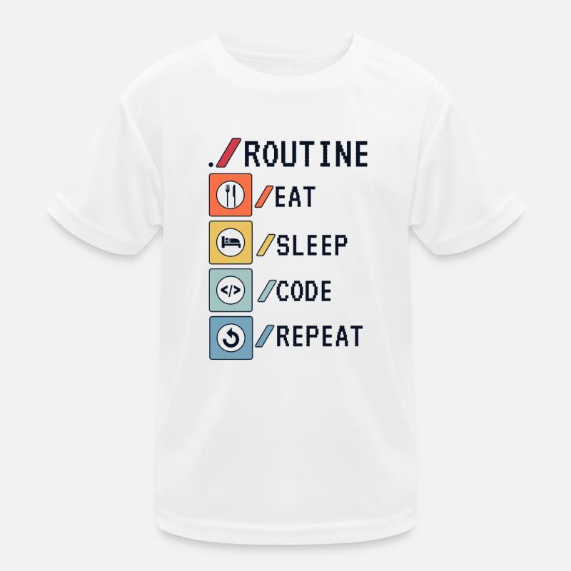 Routine Eat Sleep Code Repeat Developer Coder Kinder Funktions-T-Shirt
