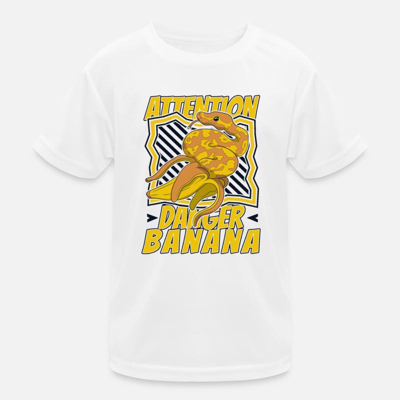 Attention Danger Banana Python Schlange Banana Kinder Funktions-T-Shirt