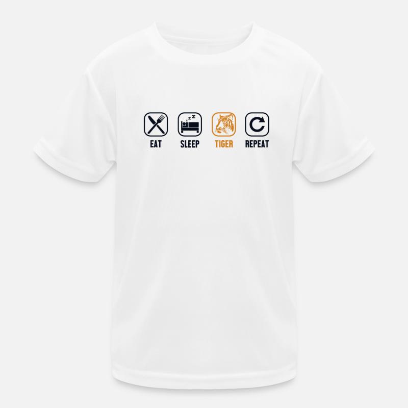 Eat Sleep Tiger Repeat Raubkatze Wildkatze Kinder Funktions-T-Shirt