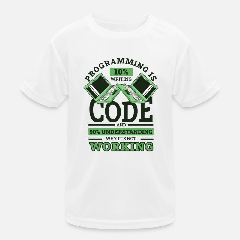 Programming 10% Writing 90% Not Working Coder Kids Functional T-Shirt