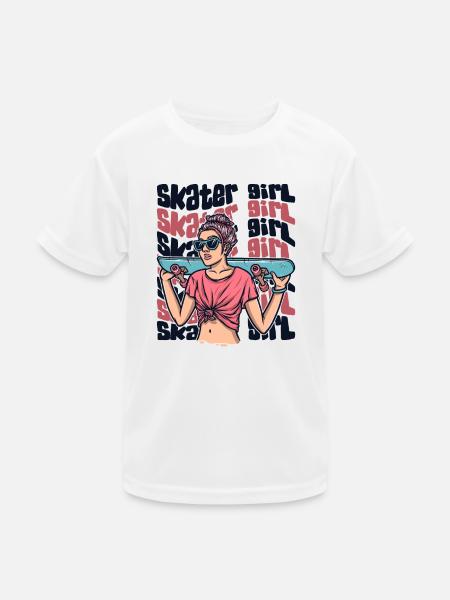 Skater Girl Skaterboy Skatepark Skatergirl Skater - Kinder Funktions-T-Shirt - Weiß
