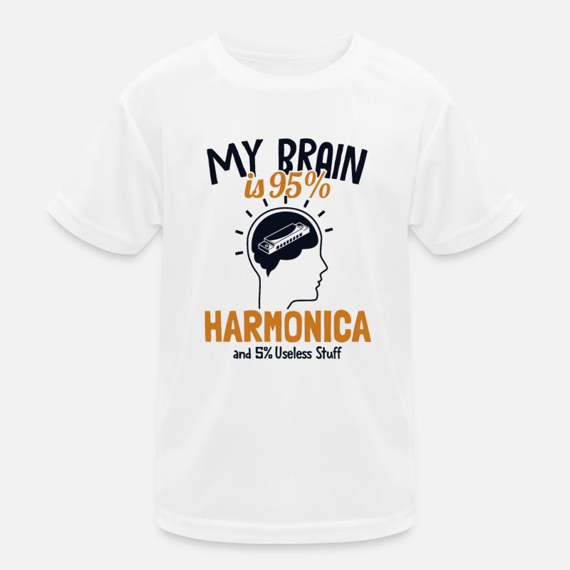 Mon cerveau est 95% Harmonica Harmonique Bouche Harpe T-shirt sport Enfant