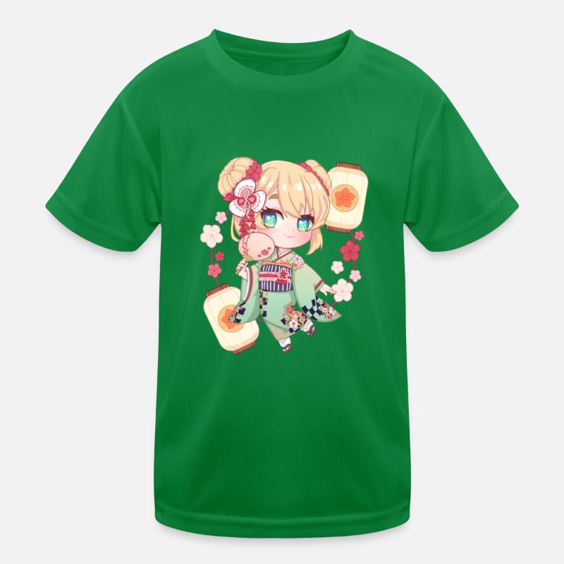 Chibi Mädchen im japanischen Kimono Kinder Funktions-T-Shirt