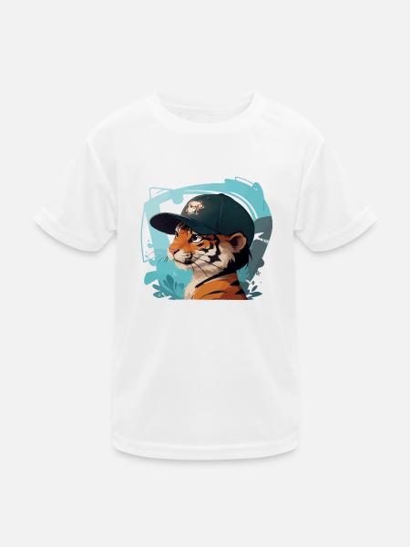 Cooler Tiger - Kinder Funktions-T-Shirt - Weiß