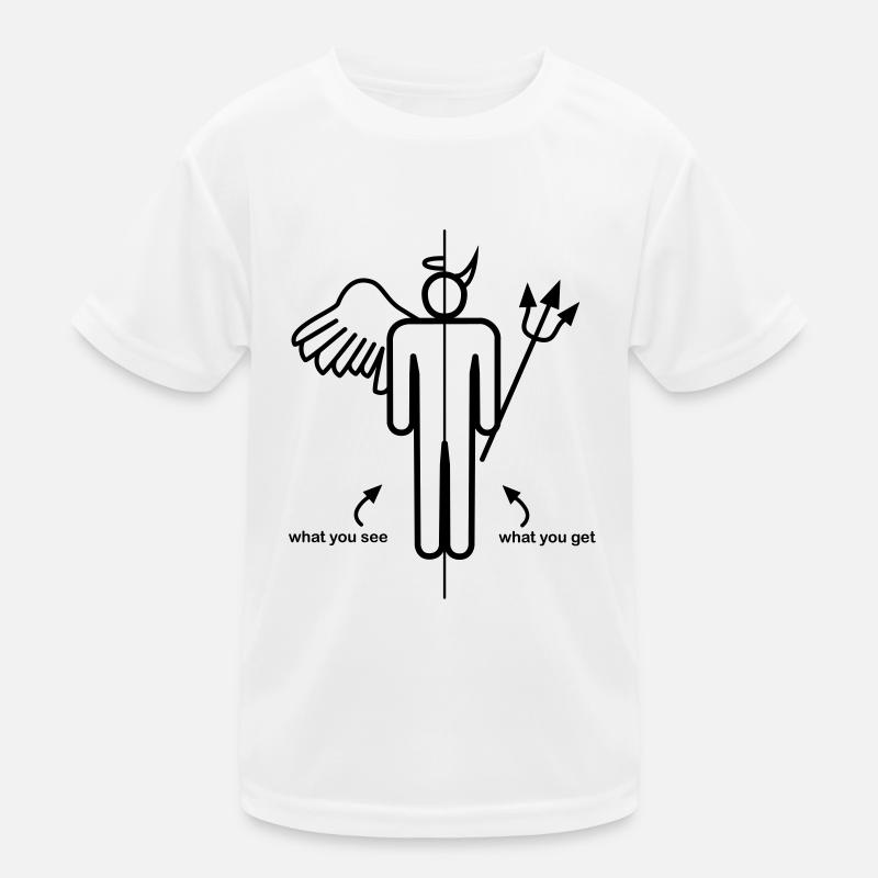 Engel Teufel Strichmännchen Kinder Funktions-T-Shirt