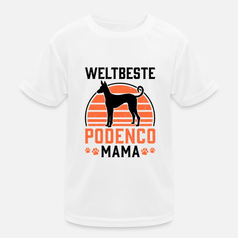 Podenco Mama Jagdhund Windhund Geschenk Kinder Funktions-T-Shirt