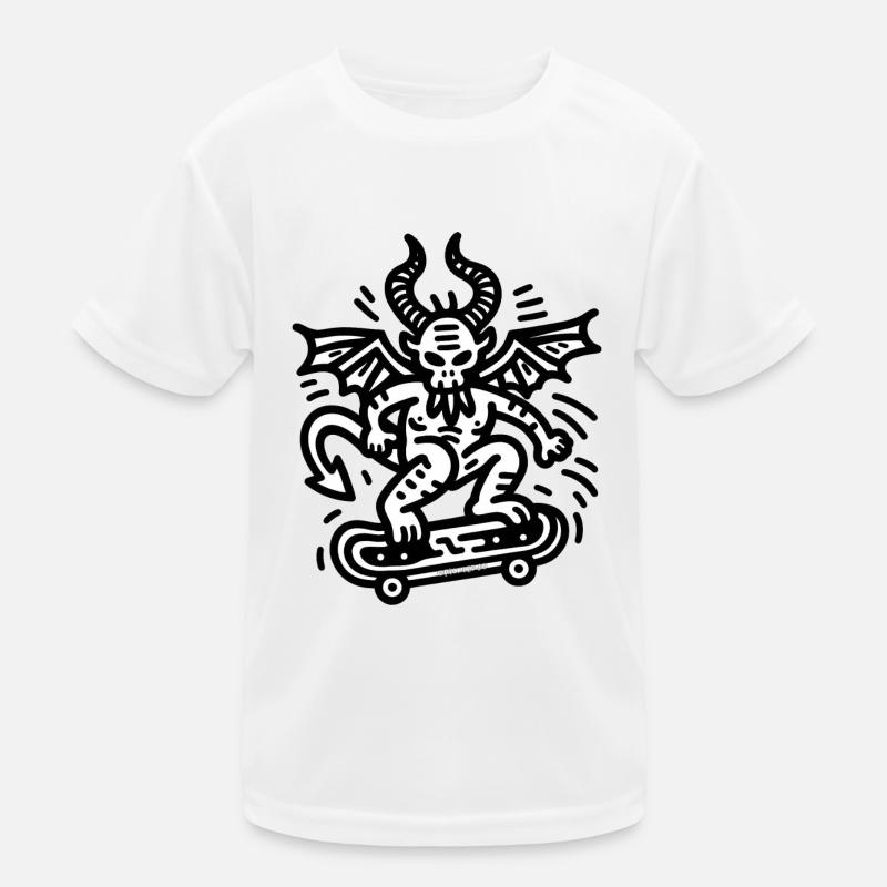 Teufel Skateboard Doodle Kinder Funktions-T-Shirt