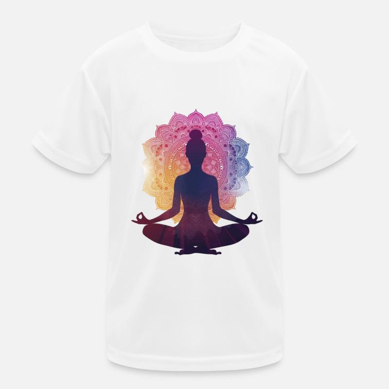 Silence dans la pose : une silhouette de yoga avec Manda T-shirt sport Enfant