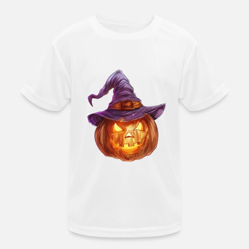 Étrange jack-o'-lantern avec chapeau de sorcière T-shirt sport Enfant