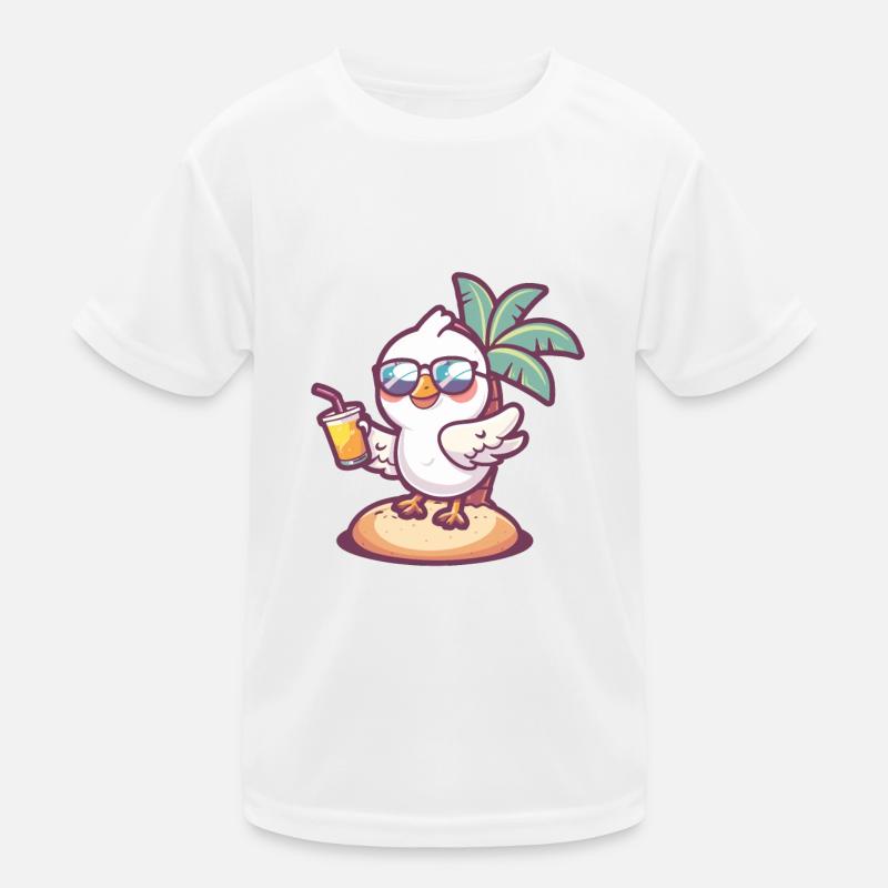Taube Vogel Sommer Strand Comic Kinder Funktions-T-Shirt