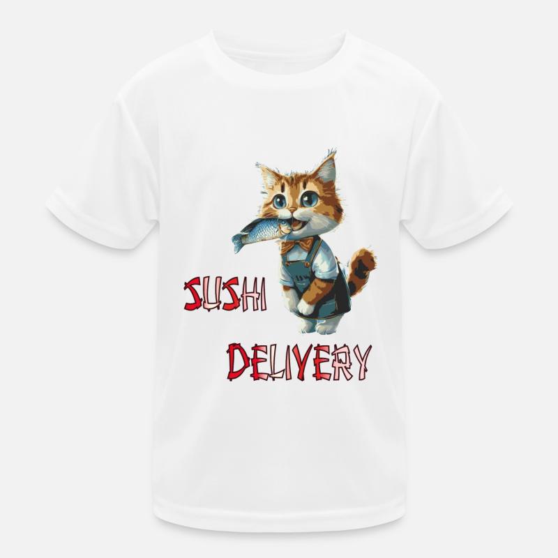 Chat avec du poisson dans la gueule T-shirt sport Enfant