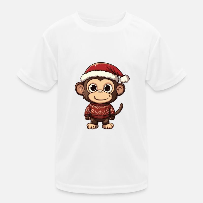 Monkey Christmas Comic Kids Functional T-Shirt