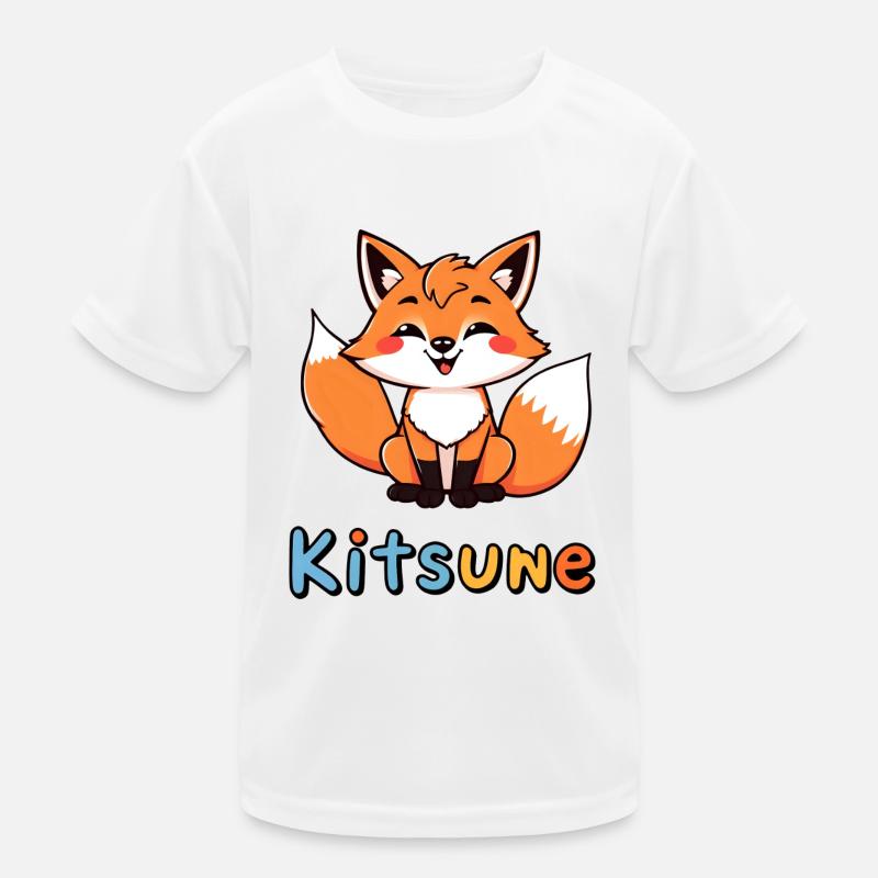 Vibrant Orange Fox with White Tail Kids Functional T-Shirt