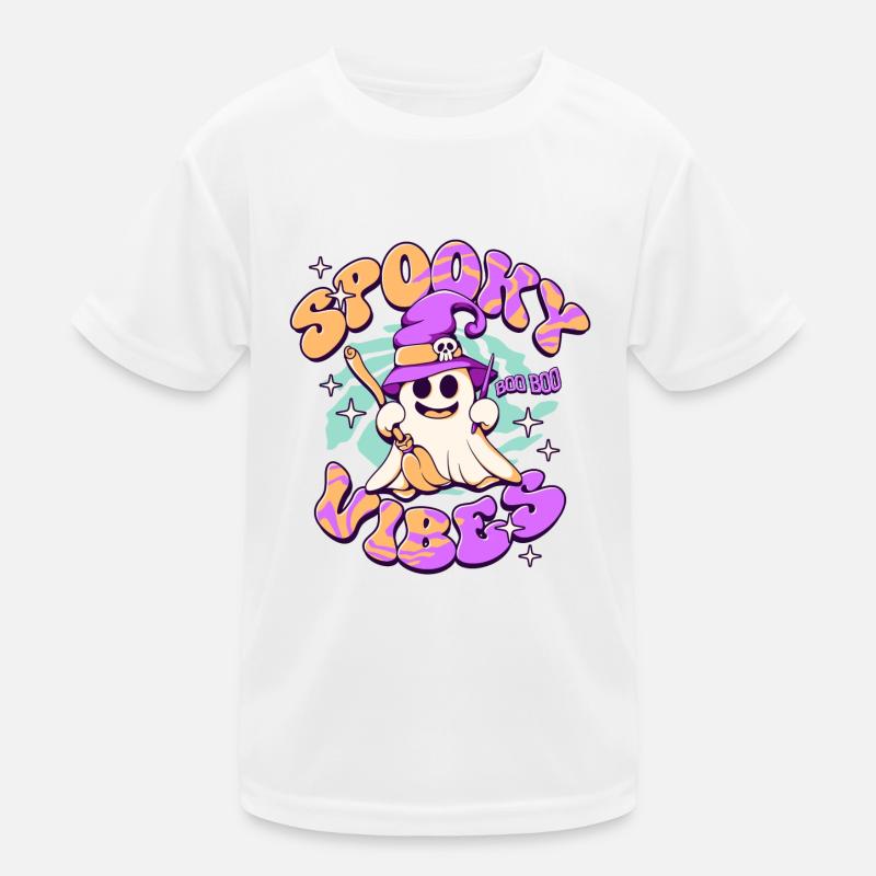 Spooky Mood Halloween Ghost Kids Functional T-Shirt