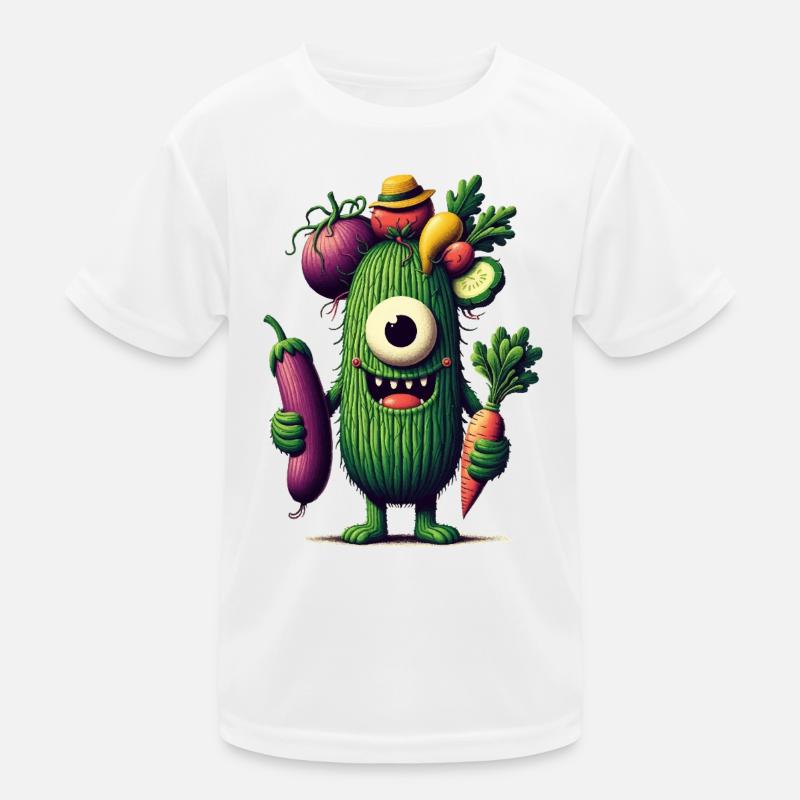 drôle mignon monstre avec des légumes concombre borgne T-shirt sport Enfant
