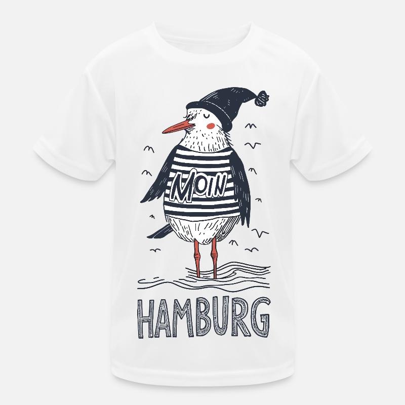 Hamburg Moin Seagull Sailor Captain Sailor Port Kids Functional T-Shirt