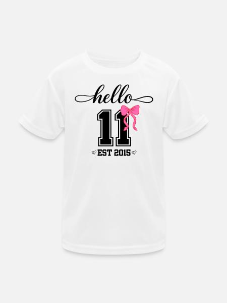 Hello 11 Est 2015 Coquette Bow Girl Birth - Kids Functional T-Shirt - white
