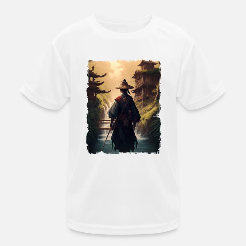 Samurai Japanischer Tempel Wasserfall Kinder Funktions-T-Shirt