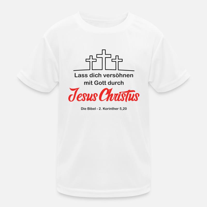 Lass dich versöhnen durch Jesus Christus (V.2) - Kinder Funktions-T-Shirt - Weiß