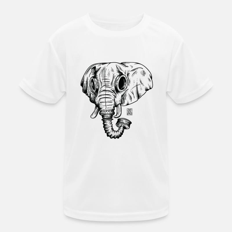 elephant ico blk outline - Kids Functional T-Shirt - white