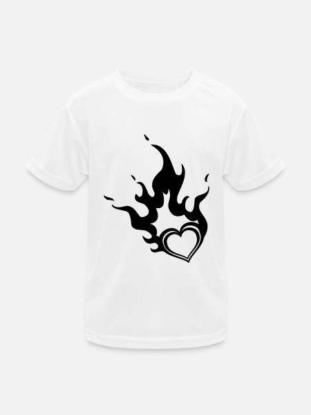 burning heart - Kids Functional T-Shirt - white - Front