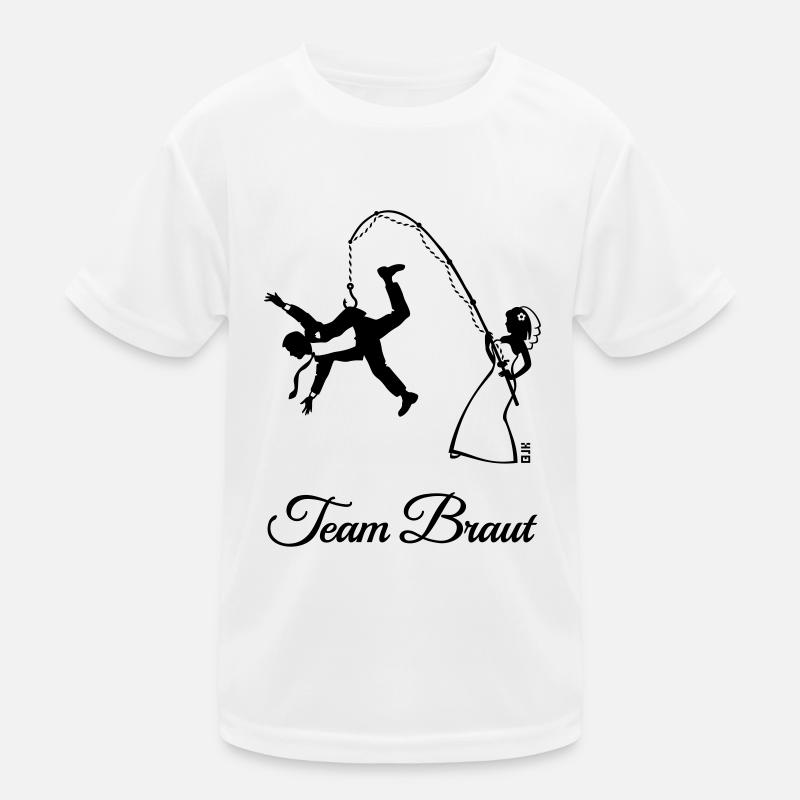 Team Braut Ehemann Angeln (JGA / 1C) Kinder Funktions-T-Shirt