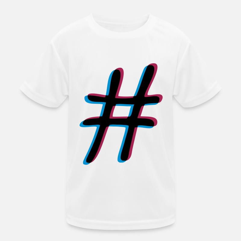 3D effect hashtag Kids Functional T-Shirt