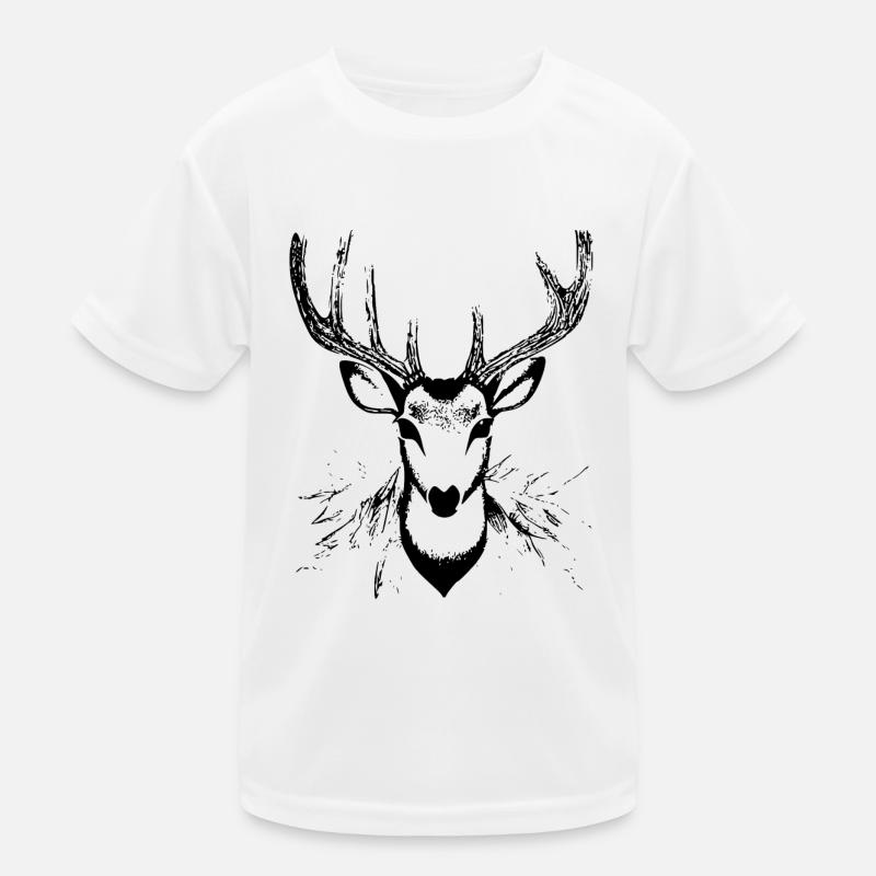 Hirschkopf im Herbst Hirsch Geweih Bock Reh Kitz Kinder Funktions-T-Shirt
