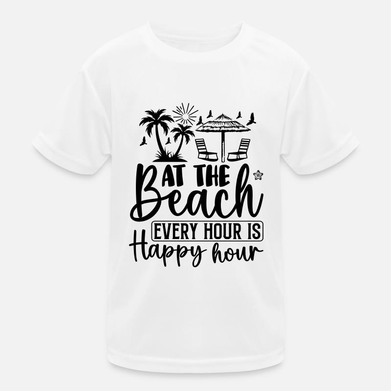 At the beach every hour is happy hour Kids Functional T-Shirt