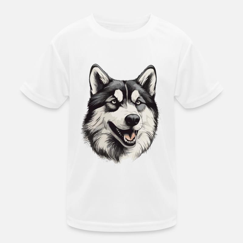 Husky Hund Schlittenhund Huskykopf Kinder Funktions-T-Shirt