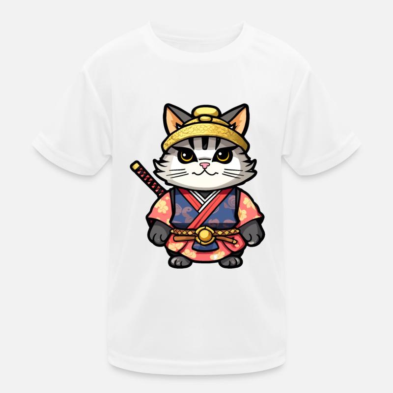 Samurai Cat #13 Kids Functional T-Shirt