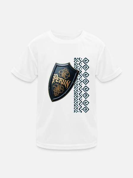 Perún - der Gott des Sturms - Kinder Funktions-T-Shirt - Weiß