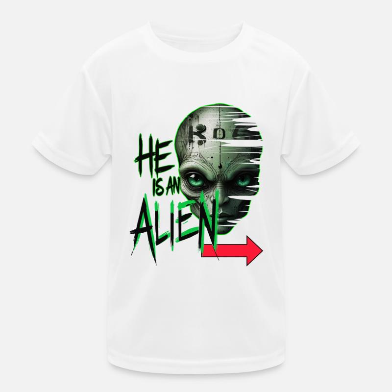 er ist ein Alien Kinder Funktions-T-Shirt