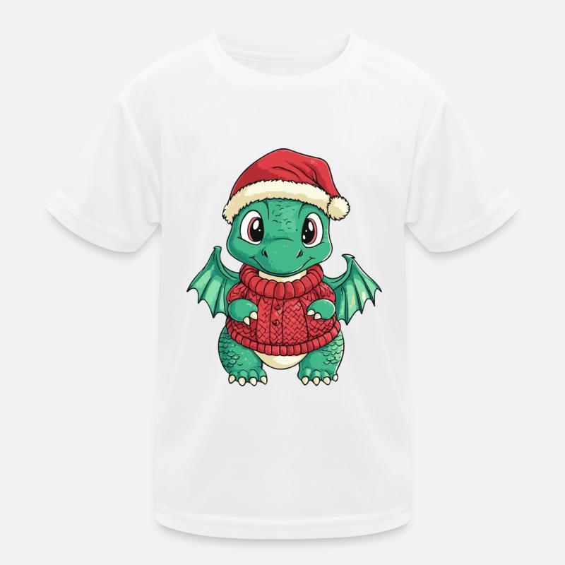 Drache Weihnachten Comic Kinder Funktions-T-Shirt