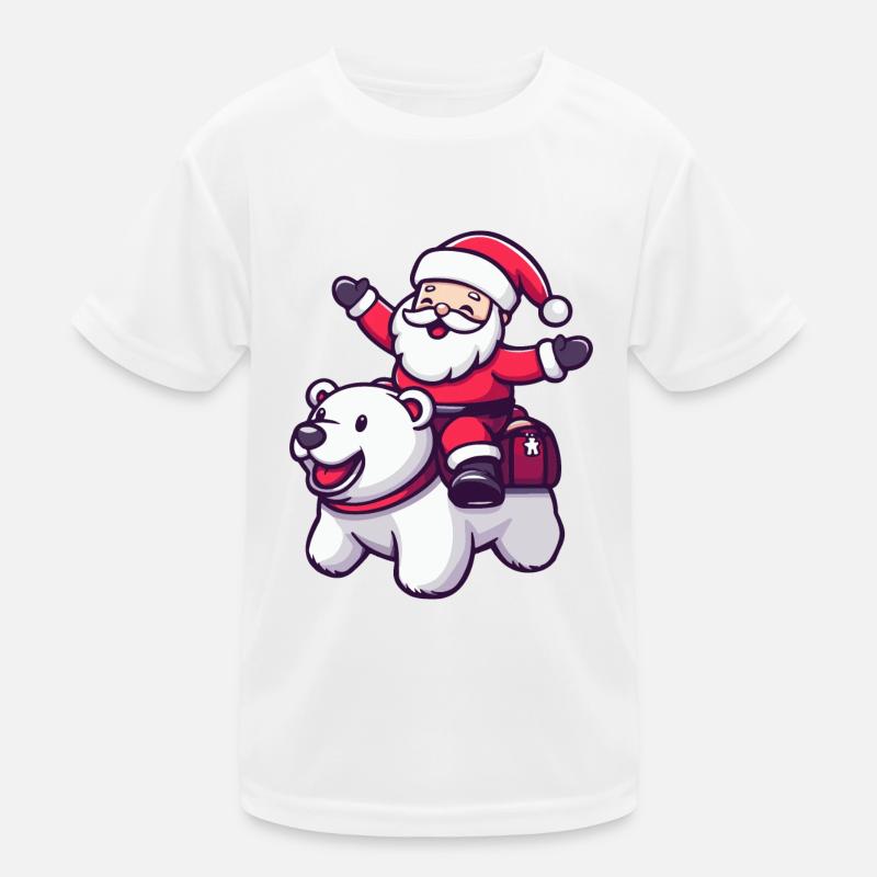 Eisbär Weihnachtsmann Kinder Funktions-T-Shirt