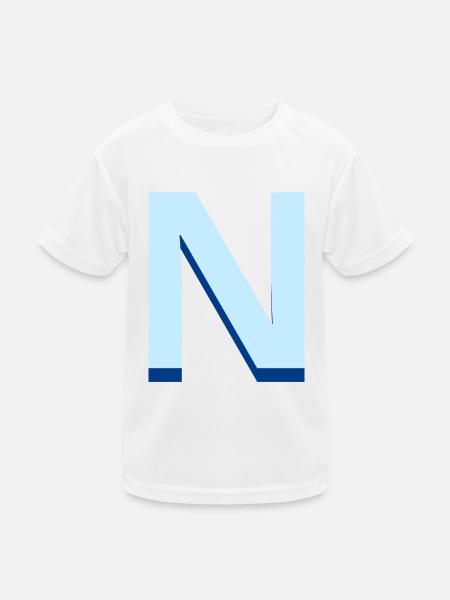 Pop und moderner blauer Buchstabe n - Kinder Funktions-T-Shirt - Weiß